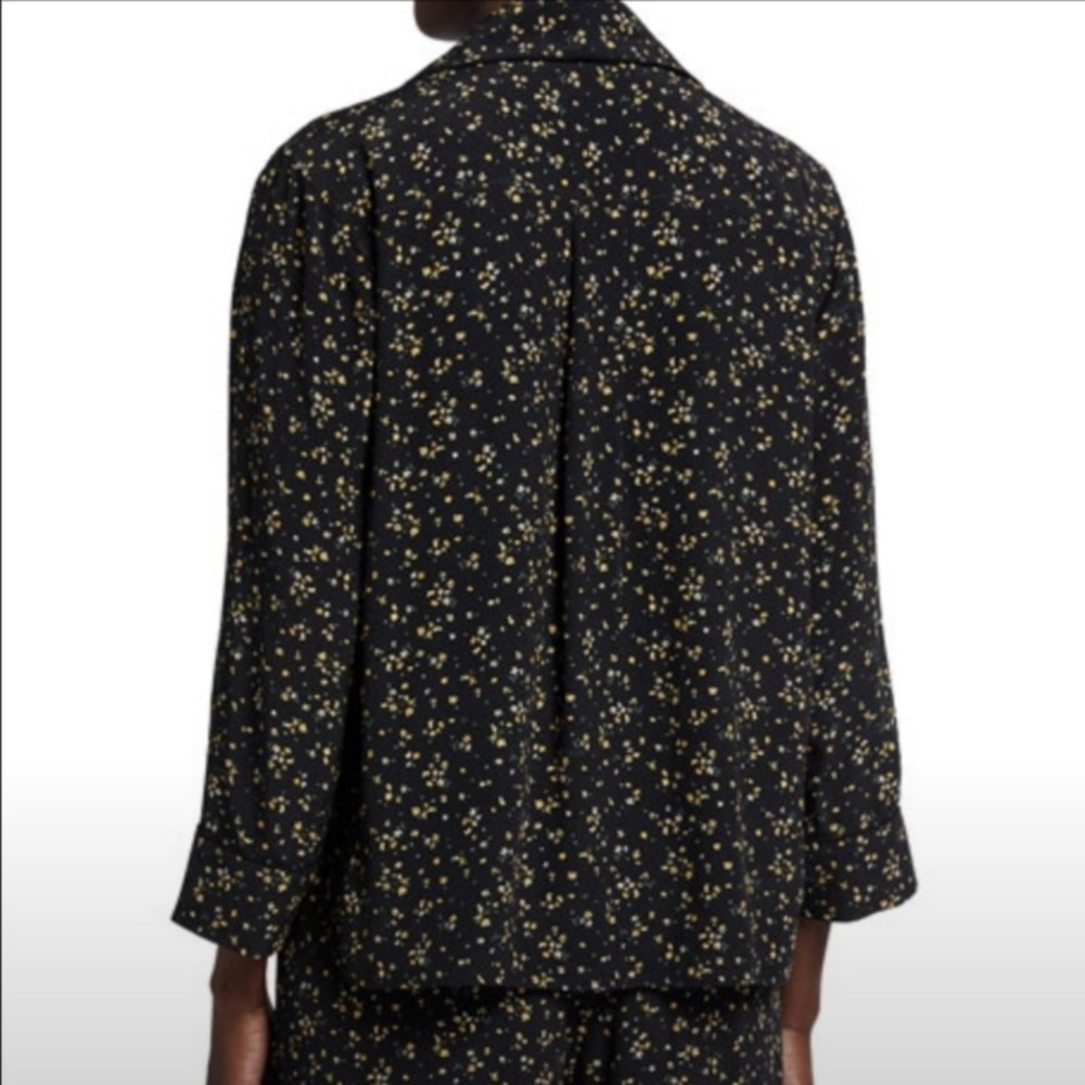 Ganni Designer Printed Crepe Shirt Black Ditsy Fl… - image 6